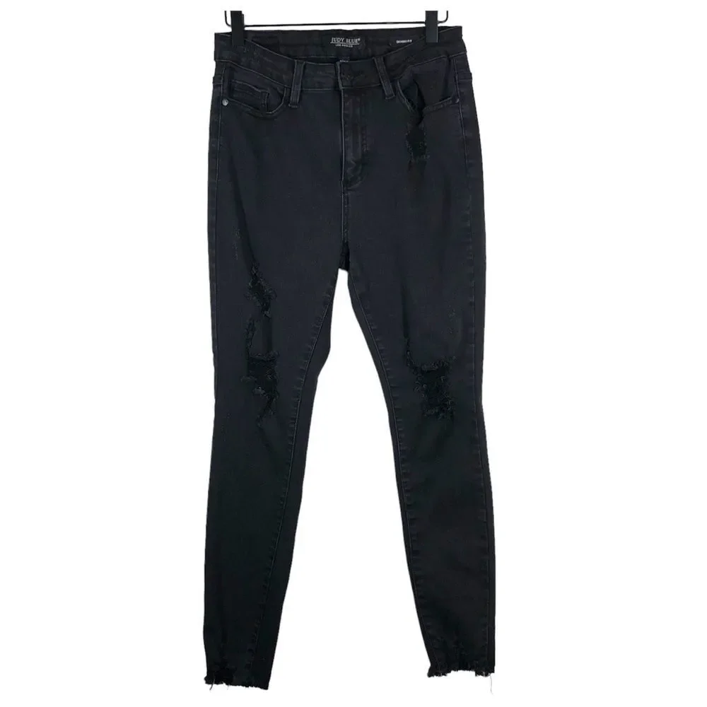 Judy Blue Dreamer High Waist Skinny Fit Distressed Black Jeans Size 9/29 JB88268